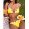 CUPSHE Women’s Bikini Sets Two Piece Swimsuit Sexy Low Rise Bathing Suit V Neck Back Self Tie Cheeky Bottom(Yellow/White Polka Dot)
