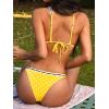 CUPSHE Women’s Bikini Sets Two Piece Swimsuit Sexy Low Rise Bathing Suit V Neck Back Self Tie Cheeky Bottom(Yellow/White Polka Dot)