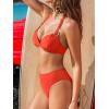 CUPSHE Women’s Bikini Sets Two Piece Swimsuit Underwire Bathing Suits Sweetheart Neck Halter Tie O Ring Back Hook(Red Orange)