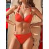 CUPSHE Women’s Bikini Sets Two Piece Swimsuit Underwire Bathing Suits Sweetheart Neck Halter Tie O Ring Back Hook(Red Orange)