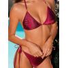CUPSHE Women’s Bikini Sets Two Piece Swimsuit V Neck Halter Back Self Tie Low Rise Bathing Suit(Wine Red)