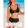 CUPSHE Women’s Bikini Sets Two Piece Swimsuit V Neck High Waisted Bathing Suit Mesh Keyhole Adjustable Straps(Black)