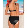 CUPSHE Women’s Bikini Sets Two Piece Swimsuit V Neck High Waisted Bathing Suit Mesh Keyhole Adjustable Straps(Black)