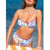 CUPSHE Women’s Bikini Sets Two Piece Swimsuit V Neck High Waisted Underwire Stitching Adjustable Straps Back Hook(White/Blue/Orange)