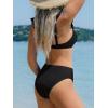 CUPSHE Women’s Bikini Sets Two Piece Swimsuit V Neck V Wire Ruffle Adjustable Straps Ruching Back Hook(Black)