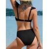 CUPSHE Women’s Bikini Sets Two Piece Swimsuit V Neck V Wire Ruffle Adjustable Straps Ruching Back Hook(Black)