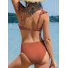 CUPSHE Women’s Bikini Sets Two Piece Swimsuit V Neck V Wire Ruffle Adjustable Straps Ruching Back Hook(Brownish Red)