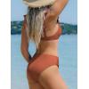 CUPSHE Women’s Bikini Sets Two Piece Swimsuit V Neck V Wire Ruffle Adjustable Straps Ruching Back Hook(Brownish Red)