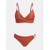 CUPSHE Women’s Bikini Sets Two Piece Swimsuit with Bead V Neck Wrapped Front Bathing Suit Mid Rise Back Hook(Wine Red)