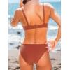 CUPSHE Women’s Bikini Sets Two Piece Swimsuit with Bead V Neck Wrapped Front Bathing Suit Mid Rise Back Hook(Wine Red)