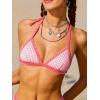 CUPSHE Women’s Bikini Sets Two Piece Swimsuits Halter V Neck Strappy Hook Shell Stitch Cheeky Swimwear(Coral Pink)