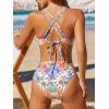 CUPSHE Women’s Bikini Sets Underwire Scoop Neck Double Straps Self Tied Crisscross Bathing Suit High Rise(White/Boho)