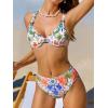 CUPSHE Women’s Bikini Sets Underwire Scoop Neck Double Straps Self Tied Crisscross Bathing Suit High Rise(White/Boho)