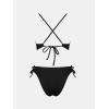 CUPSHE Women’s Bikini Sets V Neck Textured Crisscross Back Lace Trim Bathing Suit Side Drawstring Low Rise(Black)