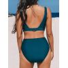 CUPSHE Women’s Bikini Sets V Neck Wide Straps Stitched Trim Bathing Suit V Cut Waist Bottom(Dark Teal)