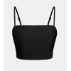 CUPSHE Womens Bikini Top Swimsuit Ruching Bandeau Top Spaghetti Adjustable Straps(Black)