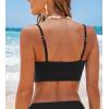 CUPSHE Womens Bikini Top Swimsuit Ruching Bandeau Top Spaghetti Adjustable Straps(Black)