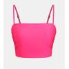 CUPSHE Womens Bikini Top Swimsuit Ruching Bandeau Top Spaghetti Adjustable Straps(Bright Pink)