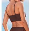 CUPSHE Womens Bikini Top Swimsuit Ruching Bandeau Top Spaghetti Adjustable Straps(Chocolate Brown)