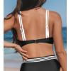 CUPSHE Women’s Bikini Top V Neck Triangle Swimsuit Top Only Double Adjustable Straps Back Hook(Black/White)