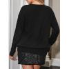 CUPSHE Women’s Bow Knit Sweater Crew Neck Long Sleeve Knitted Oversized Pullover Tops(Black)