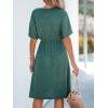CUPSHE Women’s Bow V-Neck Mini Dress Short Sleeves Solid Knit Dresses Casual Summer(Green)