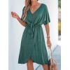 CUPSHE Women’s Bow V-Neck Mini Dress Short Sleeves Solid Knit Dresses Casual Summer(Green)