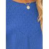 CUPSHE Women’s Cable Knit Sweaters Long Sleeve Boat Neck 2024 Fall Sweater Tops(Blue)