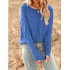 CUPSHE Women’s Cable Knit Sweaters Long Sleeve Boat Neck 2024 Fall Sweater Tops(Blue)