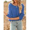 CUPSHE Women’s Cable Knit Sweaters Long Sleeve Boat Neck 2024 Fall Sweater Tops(Blue)
