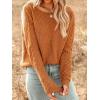 CUPSHE Women’s Cable Knit Sweaters Long Sleeve Boat Neck 2024 Fall Sweater Tops(Brown)