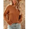 CUPSHE Women’s Cable Knit Sweaters Long Sleeve Boat Neck 2024 Fall Sweater Tops(Brown)