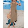 CUPSHE Women’s Cami Maxi Dress Sleeveless V Neck Solid Dresses Casual Summer(Brown)