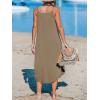 CUPSHE Women’s Cami Maxi Dress Sleeveless V Neck Solid Dresses Casual Summer(Brown)