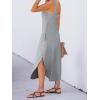 CUPSHE Women’s Cami Maxi Dress Sleeveless V Neck Solid Dresses Casual Summer(Grey)