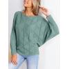 CUPSHE Womens Casual Boat Neck Sweaters Fall 2024 Soft Long Batwing Sleeve Pullover Jumper Tops Knit Outfits(Green)