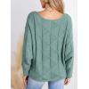 CUPSHE Womens Casual Boat Neck Sweaters Fall 2024 Soft Long Batwing Sleeve Pullover Jumper Tops Knit Outfits(Green)