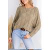 CUPSHE Womens Casual Boat Neck Sweaters Fall 2024 Soft Long Batwing Sleeve Pullover Jumper Tops Knit Outfits(Khaki)