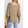 CUPSHE Womens Casual Boat Neck Sweaters Fall 2024 Soft Long Batwing Sleeve Pullover Jumper Tops Knit Outfits(Khaki)