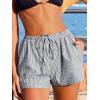 CUPSHE Women’s Casual Shorts Striped High Waisted Summer Beach Cover Up Shorts with Pockets(Black)