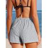 CUPSHE Women’s Casual Shorts Striped High Waisted Summer Beach Cover Up Shorts with Pockets(Black)