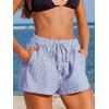 CUPSHE Women’s Casual Shorts Striped High Waisted Summer Beach Cover Up Shorts with Pockets(Blue)