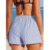 CUPSHE Women’s Casual Shorts Striped High Waisted Summer Beach Cover Up Shorts with Pockets(Blue)