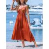 CUPSHE Women’s Casual Sleeveless Swimsuit Cover Up Long Dress Halter Backless Beach Vacation Dresses(Brick Red)