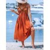 CUPSHE Women’s Casual Sleeveless Swimsuit Cover Up Long Dress Halter Backless Beach Vacation Dresses(Brick Red)
