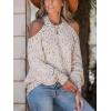 CUPSHE Women’s Cold Shoulder Oversized Sweaters Long Sleeve Criss Cross Rainbow Pom Knit Jumper Tops(Beige)