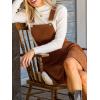 CUPSHE Women’s Corduroy Fall Overall Dress Square Neck Adjustable Straps Ruffle Hem Casual Pinafore Mini Dress(Brown)