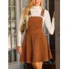 CUPSHE Women’s Corduroy Fall Overall Dress Square Neck Adjustable Straps Ruffle Hem Casual Pinafore Mini Dress(Brown)