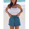 CUPSHE Womens Cotton Shorts Smock Waisted Summer Coverup Beach Shorts Ruffle Trim Casual Bottoms(Blue)