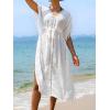 CUPSHE Women’s Cover Up Tassel Trim Belted Midi Length(White)
